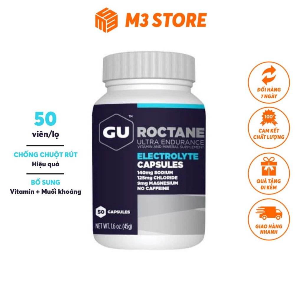 Viên Muối Điện Giải GU Roctane Electrolyte Capsules Ngăn Ngừa Chuột Rút Hiệu Quả