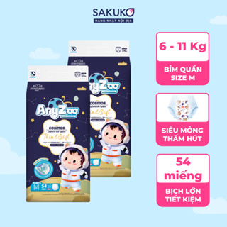 Bỉm Quần ANYZOO size M, Bỉm Quần Siêu Mỏng 2mm, Tã Quần 54 Miếng Cho Bé, Ngừa Hăm MERRIES/Huggies/ Genki SAKUKO