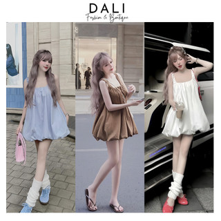 Đầm Thô 2 Dây Quai Nhún Dáng Babydoll Xoè Bồng Phong Cách Tiểu Thư Nhẹ Nhàng