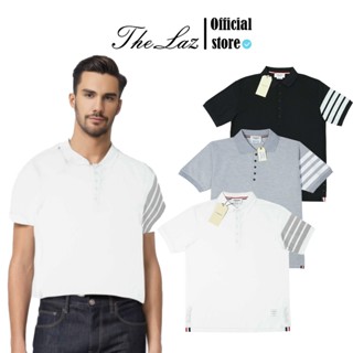 Áo Polo, Phông Thome Brown Trắng Đen Viền 4 Sọc Xám Vải Cotton Cao Cấp Thời Thượng