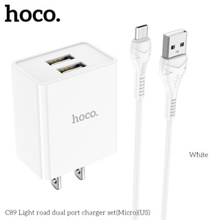 Bộ sac có dây micro Hoco C89 với 2 cổng sạc USB, chân cắm dẹp, nhỏ gọn