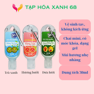 Gel Rửa Tay Khô Mini Kháng Khuẩn - Dung Dịch Nước Rửa Tay Kèm Móc Khóa Treo Tiện Lợi Nhỏ Gọn Cute SPCa 30ml