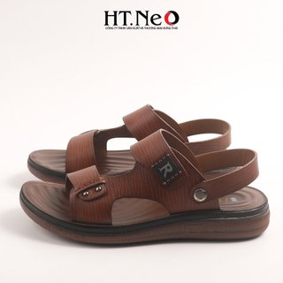 Sandal nam đế cao - dép nam cao  HT.NEO 100% da bò tự nhiên, kiểu dáng nổi bật, đế kếp 3,5cm quai da siêu bền SD194