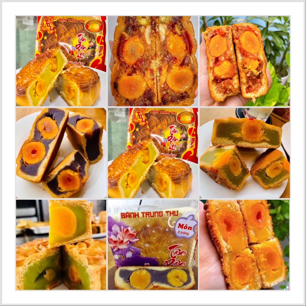 bánh trung thu tân dân lợi 2 trứng muối 180gr-200gram nhiều vị (mua 1 bánh 200g được tặng kèm 1 bánh mini nhân gà quay)