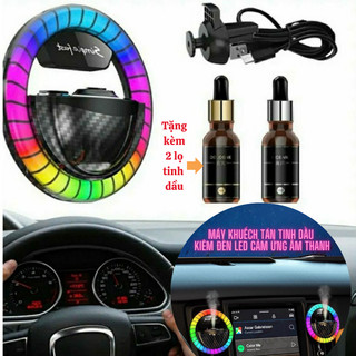 Máy xông tinh dầu cài cửa gió với đèn led nháy theo nhạc ánh sáng rgb-tặng ngay 2 lọ tinh dầu khi mua