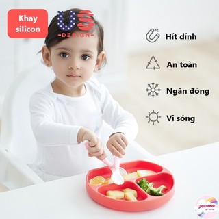 Khay ăn dặm silicon đế hút dính 3 ngăn cho bé