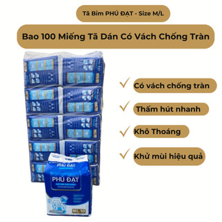 1 Bao Tã - Bỉm Người Già Có Vách Chống Tràn Phú Đạt 100 Miếng Size M/L