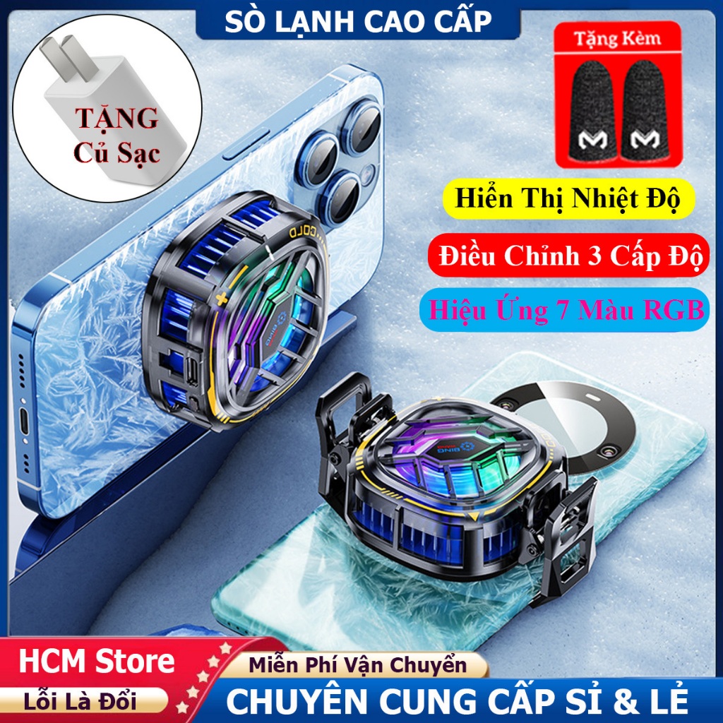 [Bản Pro] Quạt Tản Nhiệt Sò Lạnh Cho Điện Thoại X76 PRO Công Suất 15W Có Hiển Thị Nhiệt Độ -Tặng Kẹp