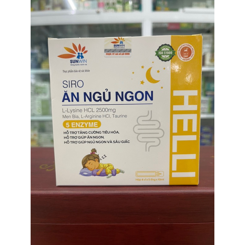 Siro Ăn Ngủ Ngon HELLI Cho Bé (Date T4/2027) - Giúp Bé Ăn Ngon Miệng, Ngủ Sâu Giấc (Hộp 20 ống)
