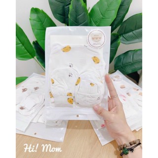 ( Được Chọn Mẫu) Set Mũ Kèm Bao Tay Chân Kèm Mũ Himom Nền Trắng 2024  Kèm Họa Tiết Chất Vải Petti Cho Bé Sơ Sinh