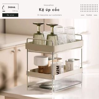 Khay kệ úp cốc để chén và đựng ly FEEKA 2 tầng để bàn, kệ khay đựng ly và để chén úp cốc tháo rời