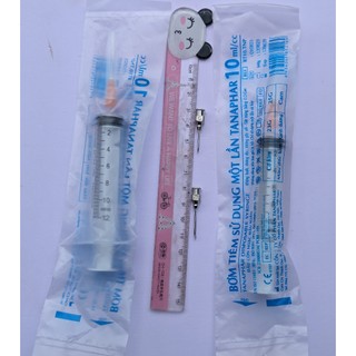 2 Bơm tiêm 10ml Vinahancook, 1 cái kim 9,1 cái kim 12 dùng để tiêm chó, mèo, lợn, gà