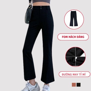  Quần Dài Nữ Ống Loe Rộng Cạp Cao Quần Tây Ống Loe Nữ Cạp Cao Madela Chất Vải Tuyết Mưa Dày Dặn 