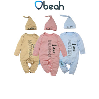 Bodysuit cho bé trai bé gái, body liền thân sợi tre tặng kèm mũ cho bé sơ sinh