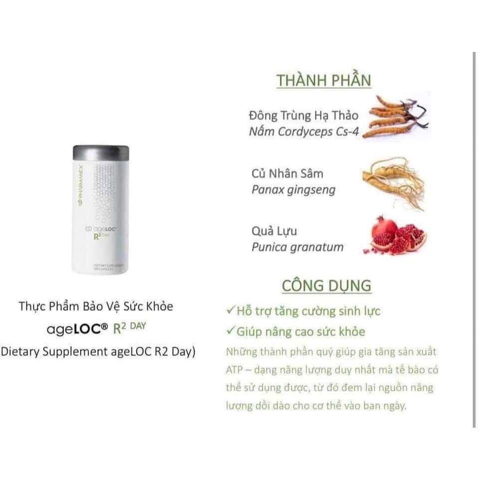Bộ Sản Phẩm Thực Phẩm bảo vệ sức khỏe ageLOC® R2 Day (180v) và Night 60v Nuskin