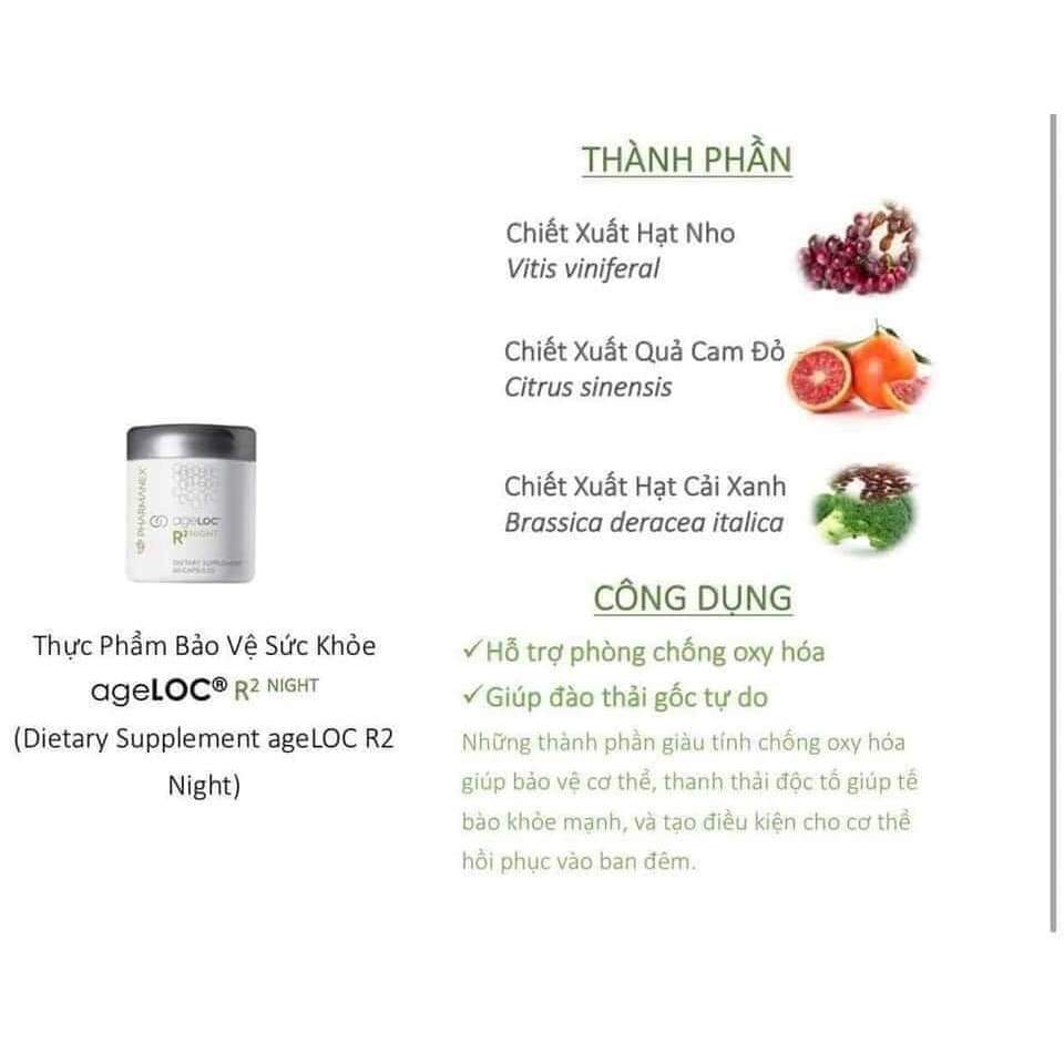 Bộ Sản Phẩm Thực Phẩm bảo vệ sức khỏe ageLOC® R2 Day (180v) và Night 60v Nuskin