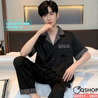 Tổng hợp đồ ngủ pijama nam tay ngắn quần dài lụa satin form có size M QSHOP QM21
