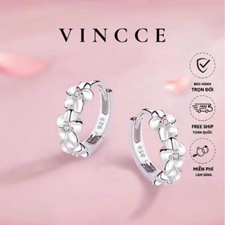 Khuyên tai bạc S925 thương hiệu VINCCE hình hoa trà nụ đá thanh lịch KTV62 (giá 1 đôi).