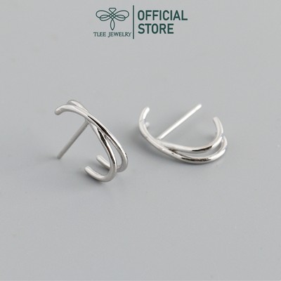 Bông tai bạc nữ TLEE, khuyên tai Cevic cá tính TLEE JEWELRY B0435
