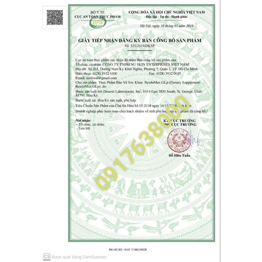 Thực Phẩm bảo vệ sức khỏe ReishiMax GLp 60v Nuskin