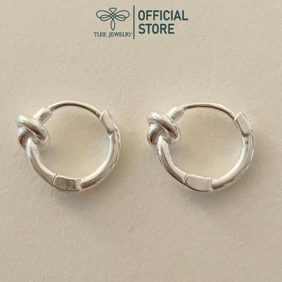 Khuyên tai bạc nữ TLEE, bông tai tròn trơn hình nút thắt cá tính TLEE JEWELRY B0501