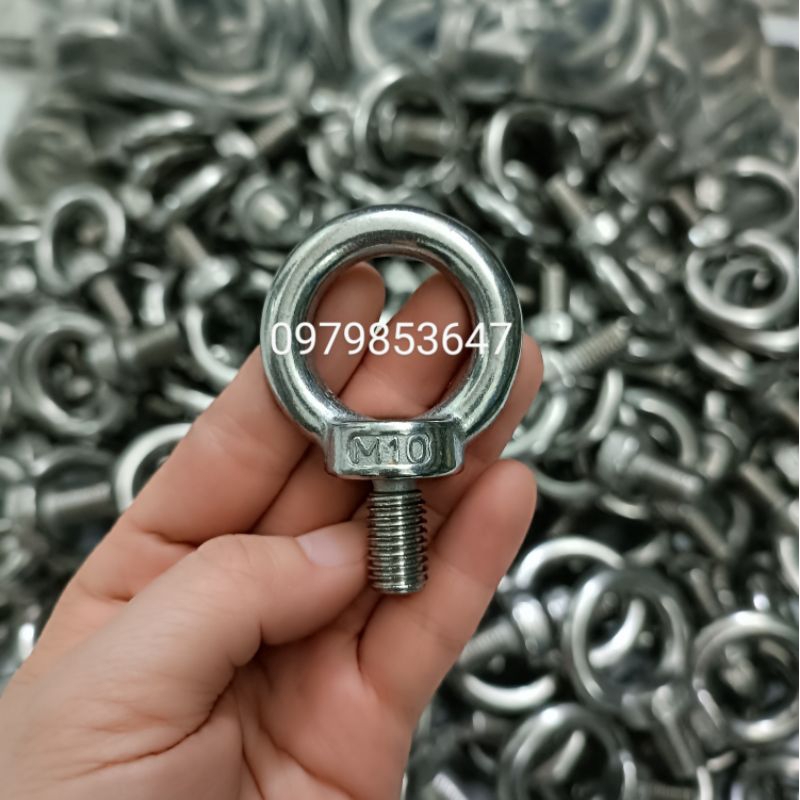 Bulong mắt cẩu M10 inox 304 DIN 580 (Lifting eye bolt)/Bulong tai cẩu/ Bulong nâng/ Bulong vòng