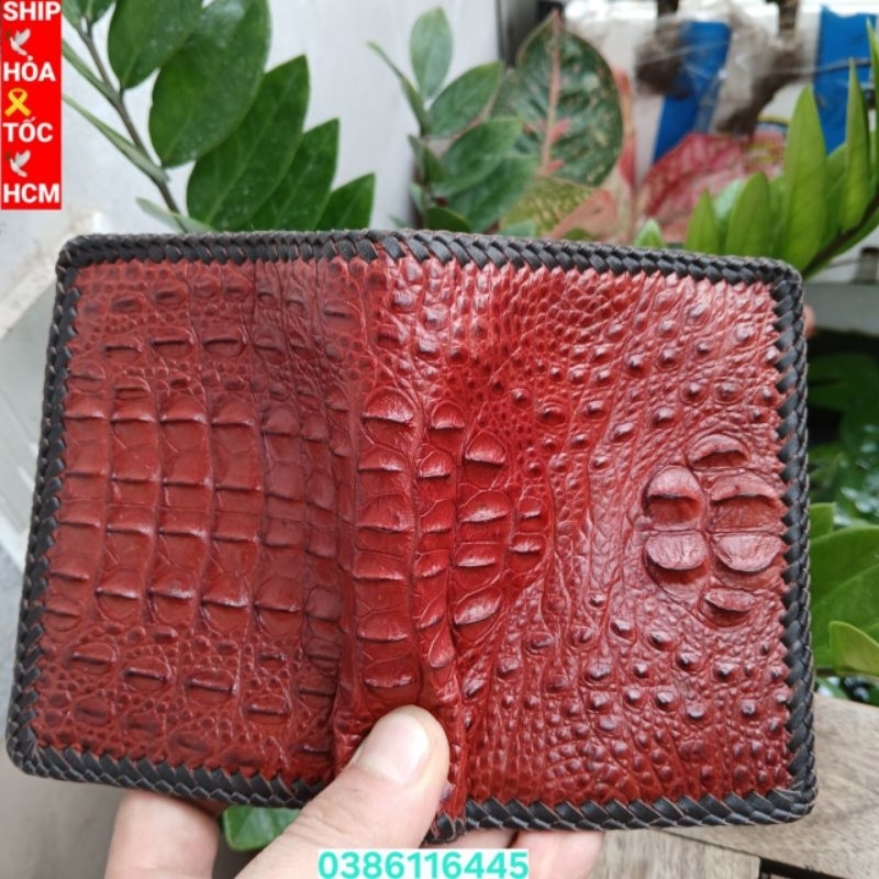 VÍ NAM DA CÁ SẤU 2 MẶT THẬT 100% .DA CÁ LỰA ĐẸP HÀNG LOẠI 1.BÓP NAM CÁ SẤU 2 MẶT.