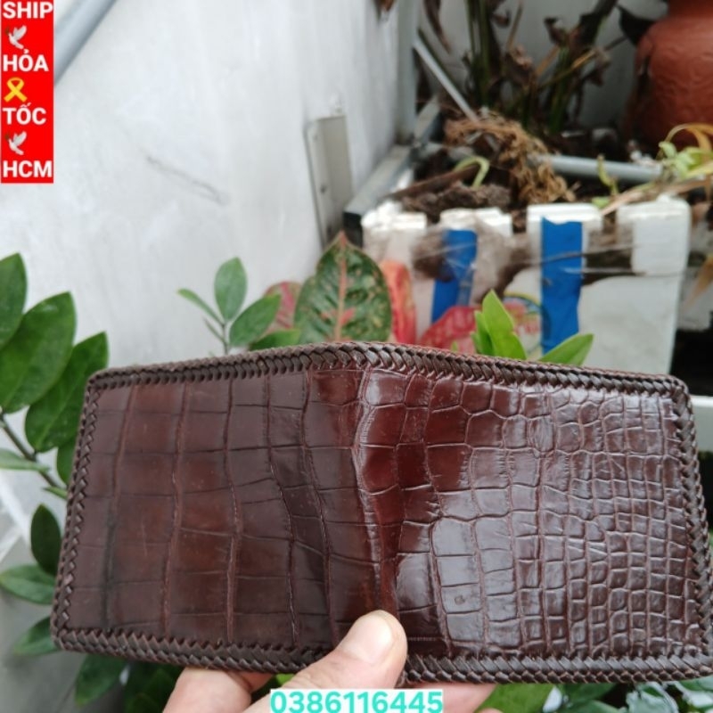 VÍ NAM DA CÁ SẤU 2 MẶT THẬT 100% .DA CÁ LỰA ĐẸP HÀNG LOẠI 1.BÓP NAM CÁ SẤU 2 MẶT.