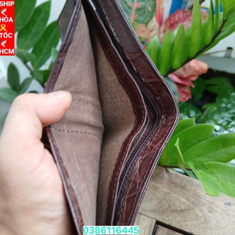 VÍ NAM DA CÁ SẤU 2 MẶT THẬT 100% .DA CÁ LỰA ĐẸP HÀNG LOẠI 1.BÓP NAM CÁ SẤU 2 MẶT.