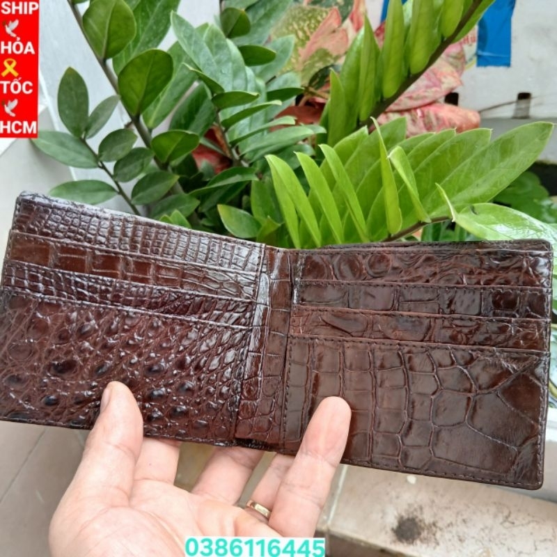 VÍ NAM DA CÁ SẤU 2 MẶT THẬT 100% .DA CÁ LỰA ĐẸP HÀNG LOẠI 1.BÓP NAM CÁ SẤU 2 MẶT.