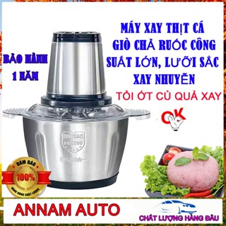 [ Bảo Hành 1 NĂM ] Máy xay thịt, cối xay thực phẩm inox 304 dung tích 2l - Máy xay giò chả, sinh tố, xay thịt cá đa năng
