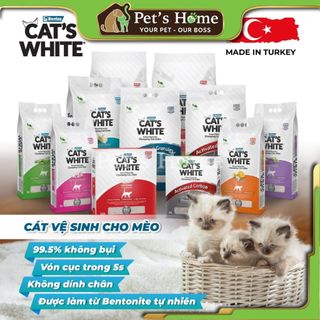 Cát mèo Cat's White cát vệ sinh, cát sỏi cát đất sét không bụi siêu thấm hút, khử mùi túi to 10L 20L