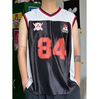 Áo ba lỗ 4ART 84 Vải thể thao phối lưới Hình in lụa Oversized Unisex Đen Trắng