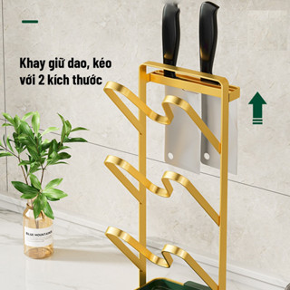 Giá cài vung nồi đa năng 3 tầng phong cách Bắc Âu, Kệ để nắp vung nồi khung thép chịu lực cao cấp