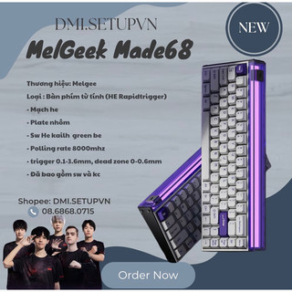  Bàn phím cơ gaming Melgeek Made68 HE | Rapid Trigger | 8000hz - trigger 0.1-3.6mm, dead zone 0-0.6mm |