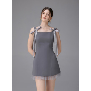 Váy hai dây dáng xòe thắt nơ vai jolie dress phối bèo lưới sang trọng phong cách tiểu thư