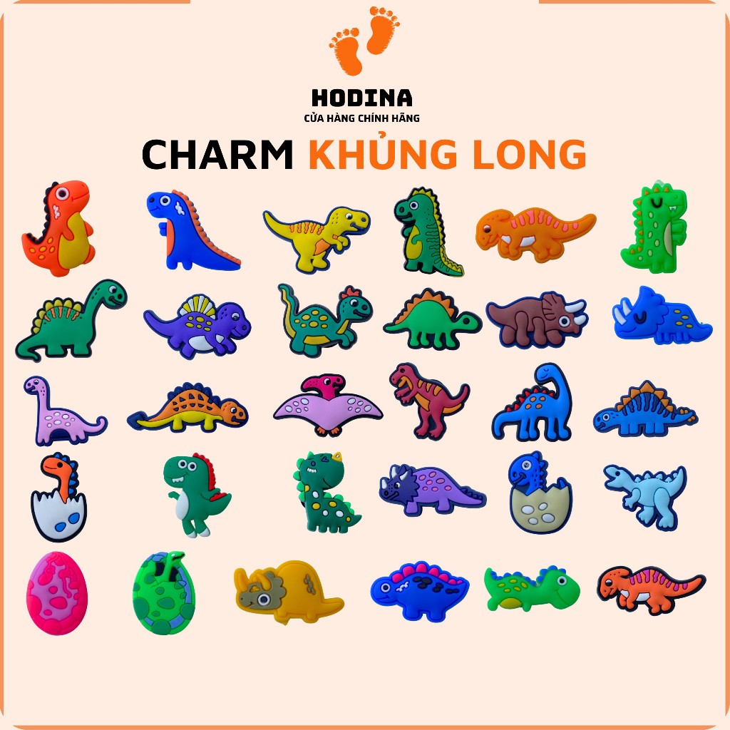 Charm Phụ Kiện Gắn Dép Jibbitz Chủ Đề Khủng Long Trang Trí Dép