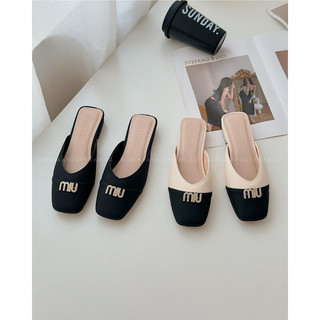 Giày nữ mũi tròn dáng slingback gót vuông cao 2cm thanh lịch thời trang- Dép sục nữ bít mũi thiết kế phối màu hot trend