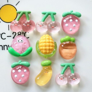 Jibbitz gắn dép, charm sticker hình hoa quả ngô chuối, cherry, carot trang trí diy, crocs