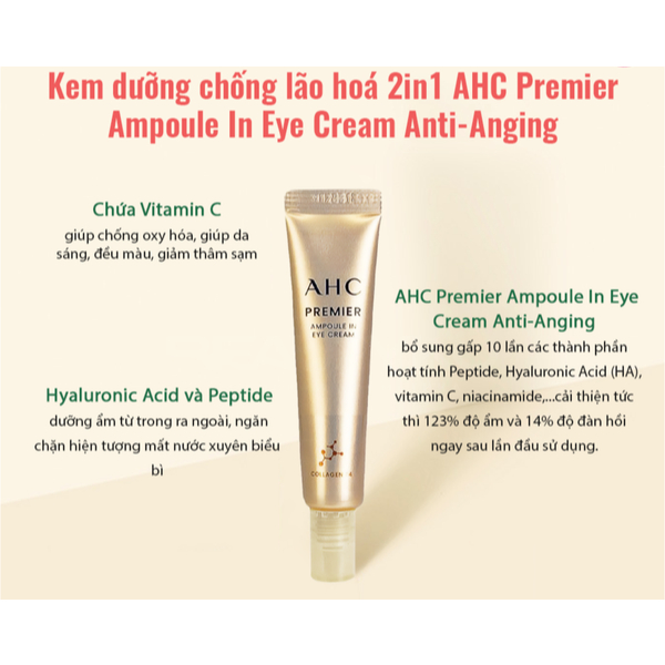 [mới] Kem mắt AHC Ageless Real vàng đỏ 3X Collagen 12ml 30ml 40ml full lift Eye Cream giảm nhăn thâm | BigBuy360 - bigbuy360.vn