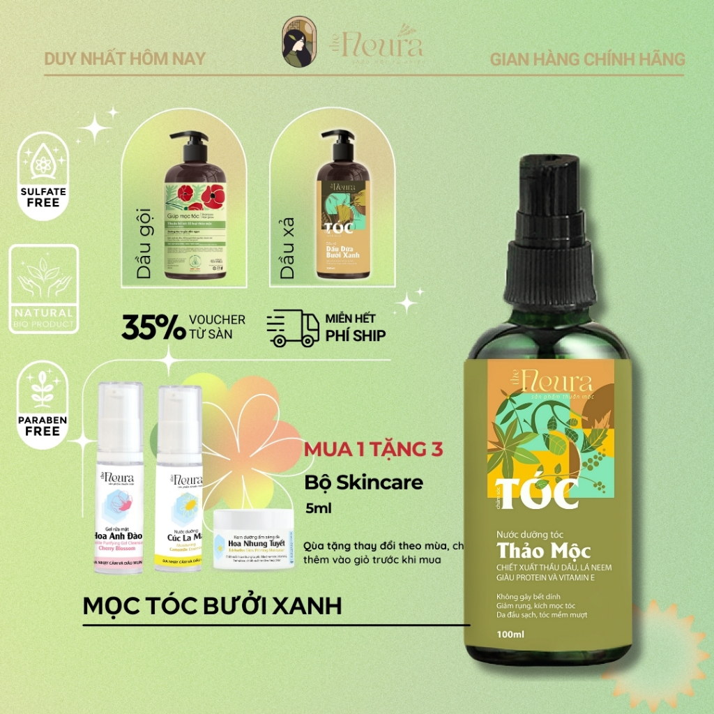 Xịt Mọc Tóc Nhanh Thảo Mộc The Fleura, Xịt Bưởi Mọc Tóc An Toàn Hiệu Quả, Hương Thơm Cỏ Cây Dễ Chịu