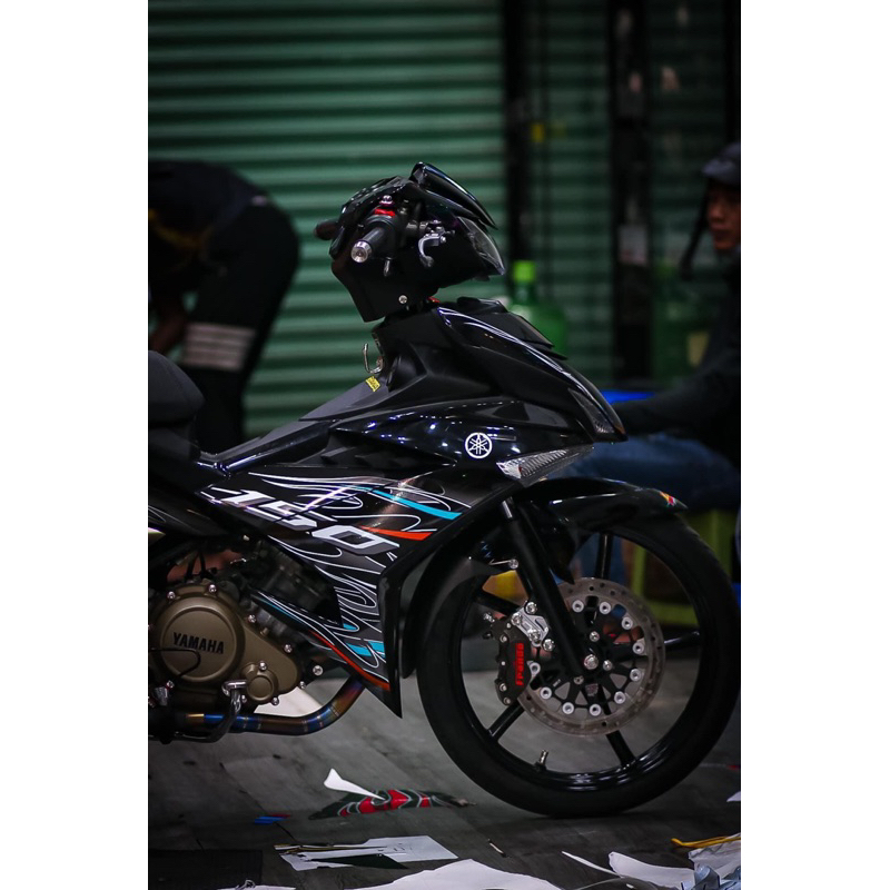 Tem lửa chế Exciter 150 full đen bóng lửa 7 màu- Tem Decal 3 lớp