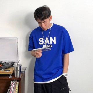 Áo Phông Nam Cotton Xanh Bích SAN chữ đơn giản