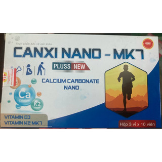 Canxi nano MK7 plus bổ sung canxi và vitamin D3 cho hỗ trợ chắc khỏe xương, răng, giúp pt chiều cao [Hộp 30 viên]