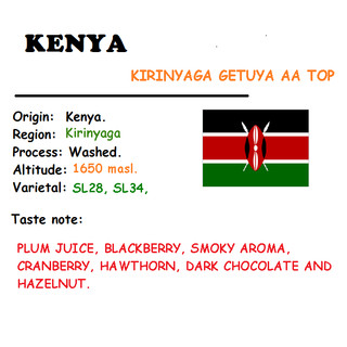 Special coffee - hạt - 2 túi 250 gram - kenya kirinyaga getuya aa top.