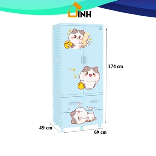  Tủ nhựa quần áo Louis Qui Phúc tủ có ngăn treo đồ ngang 7 tấc cao 174cm 