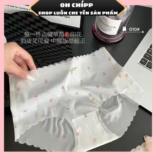 Combo 10 quần lót su lạnh tàng hình không viền mềm mại họa tiết quả dâu dễ thương