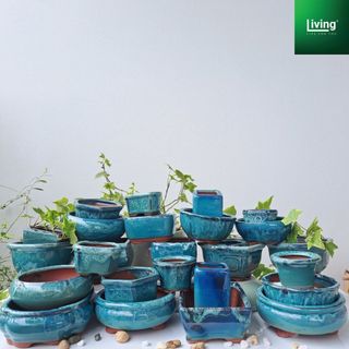 Chậu gốm đất nung Men Hỏa Biến Dáng Đẹp -Trồng cây Sen Đá Bonsai -Chậu trồng sen đá | Living Decor