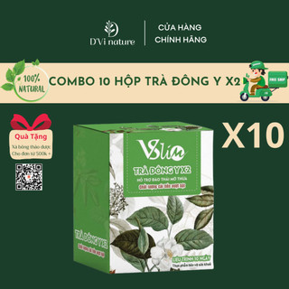 Combo 10 hộp trà giảm cân đông y x2 vslim