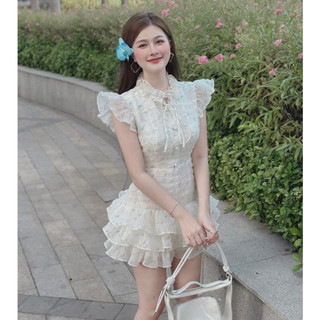 Đầm hoa nhí tay bèo thiết kế tầng xòe xinh xắn dễ thương- SIA dress